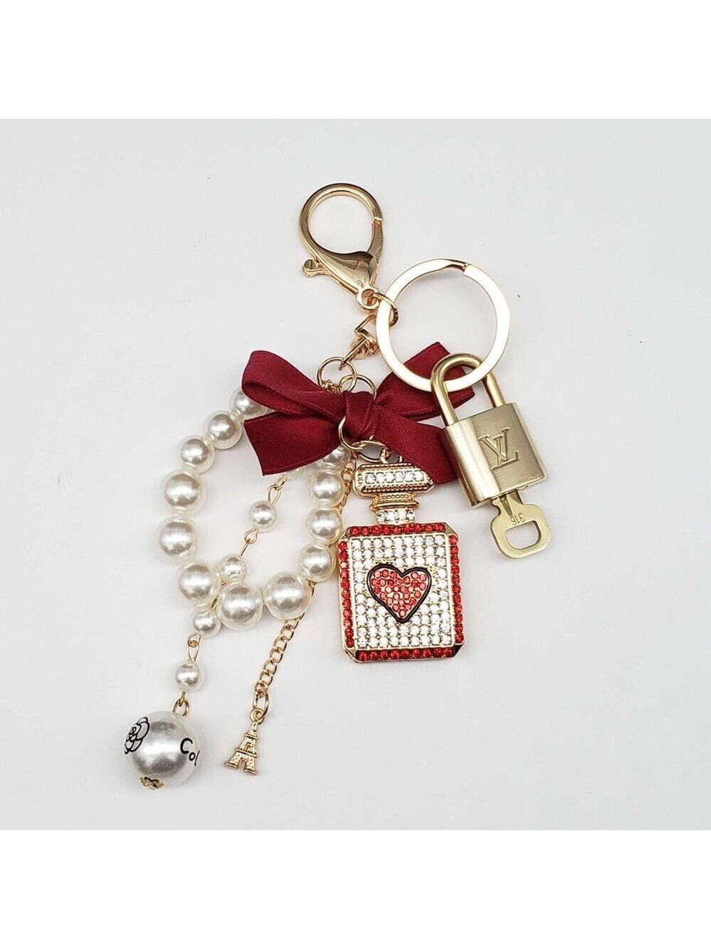 Authentic LV Gold Padlock & Key 🔑 Bag Charm / Unbranded Keychain Combo
